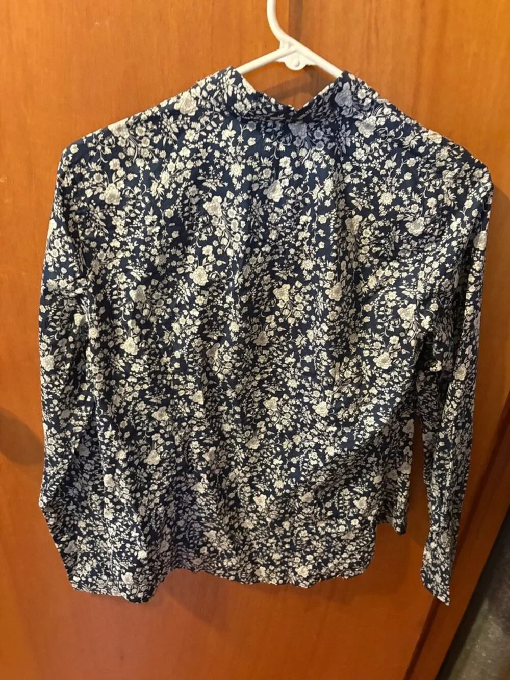 J crew womens size 8 Liberty London Long Sleeve Navy White Floral Shirt Art